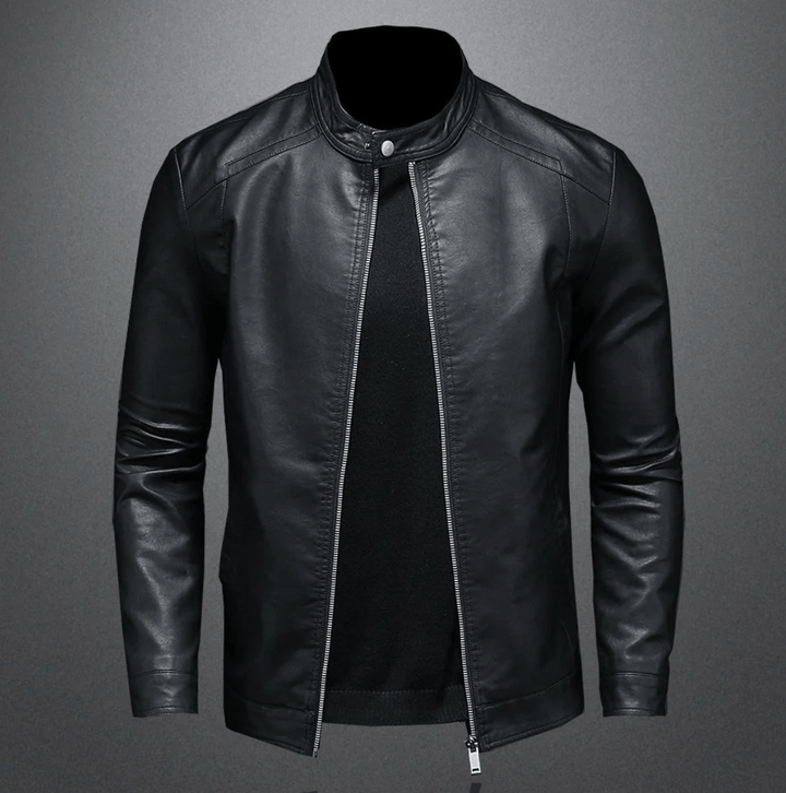 Schwarze Herren Slim-Fit Jacke, zeitlos und elegant für stilvolle Freizeit-Looks.