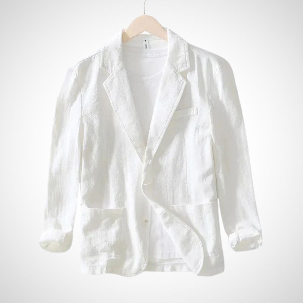 Modischer Herren Taillierter Blazer mit Reverskragen in Hellblau, ideal für den stilvollen Freizeit-Look.