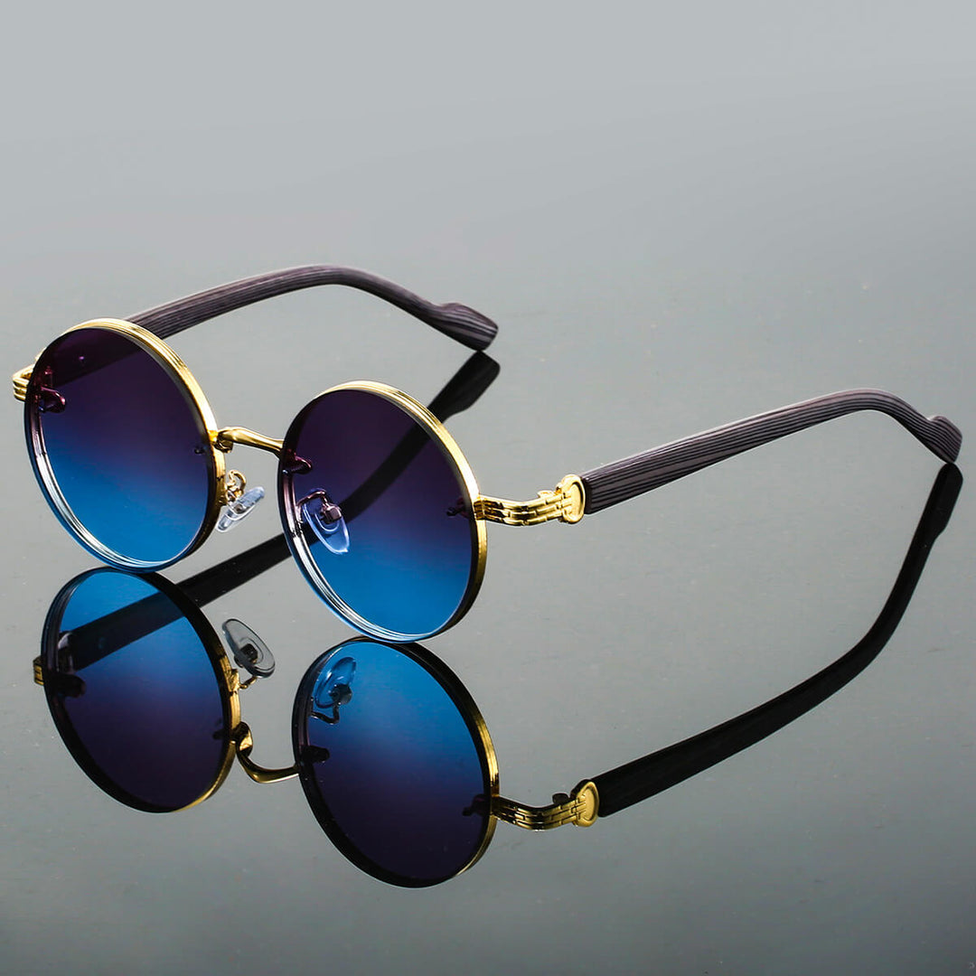 UV400 schützende runde Retro Sonnenbrille für Damen & Herren, modisches Metallgestell.