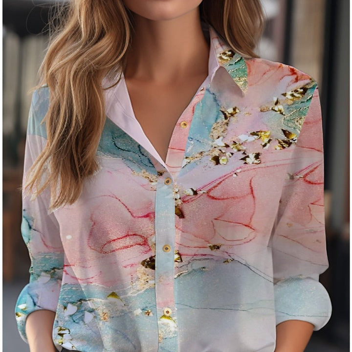 Komfortable Damen Langarmbluse mit Blumenprint und Knopfverschluss, elegant und luftig.