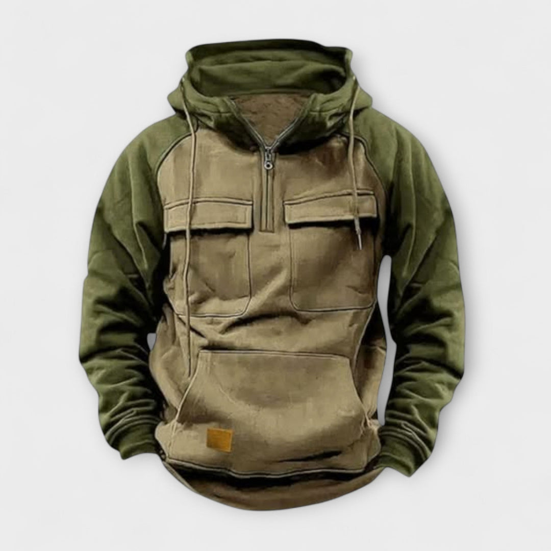 Locker sitzende Herren Kapuzenjacke für Outdoor. Bequemer, robuster Pullover mit Kapuze für Frühling & Herbst. Ideal für Freizeit.