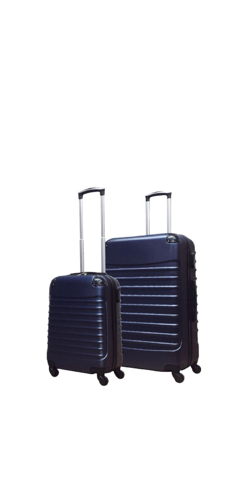 Dunkelblaues 2-teiliges Hartschalen-Kofferset, ideal für Urlaub & Geschäftsreise. Robustes Reisegepäck mit Rollen.