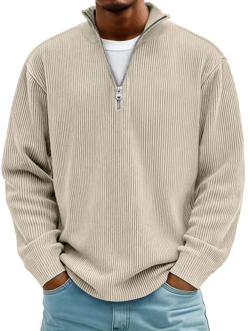 Moderner Herren Halb-Reißverschluss Pullover, perfekt für stilvolles Layering im Winter.