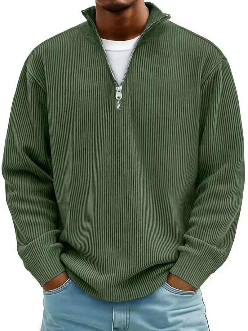 Warmer und bequemer Herren Winterpullover mit Halb-Reißverschluss, perfekt für stilvolle Freizeit-Outfits.