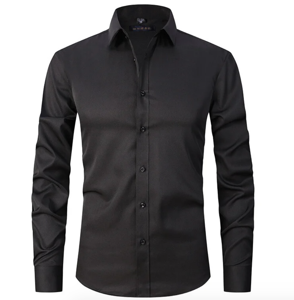 Detailaufnahme des pflegeleichten Super-Stretch Stoffes dieses vielseitigen Herrenhemdes.