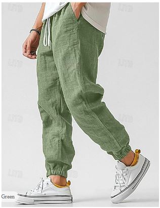 Elegante Herren Cargo-Hose in Grün mit hoher Taille & geradem Schnitt, perfekt für Sommer-Herrenmode.