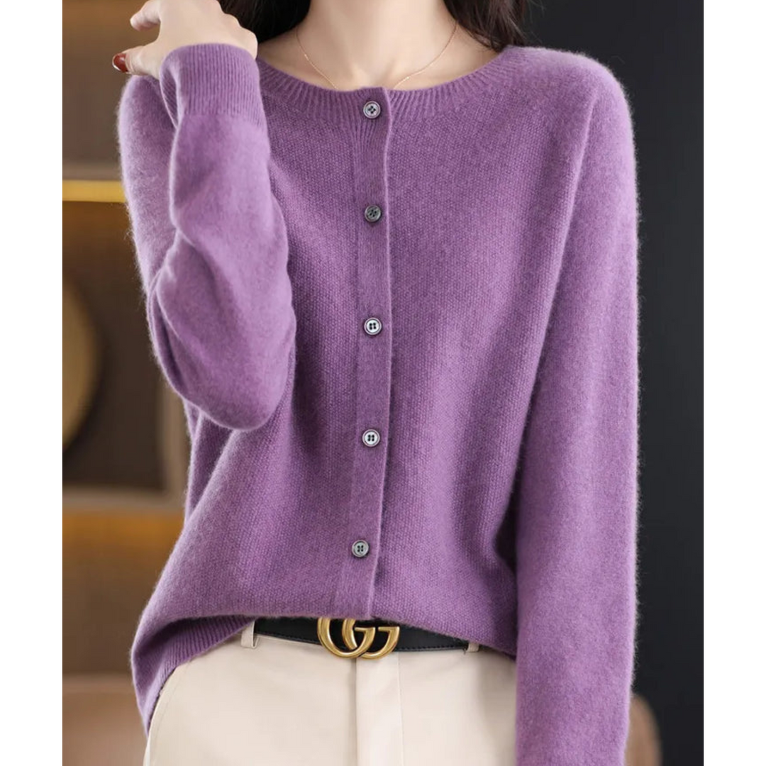 Extra weicher Damen Cardigan mit O-Hals, angenehm zu tragen, perfekt für Herbst.