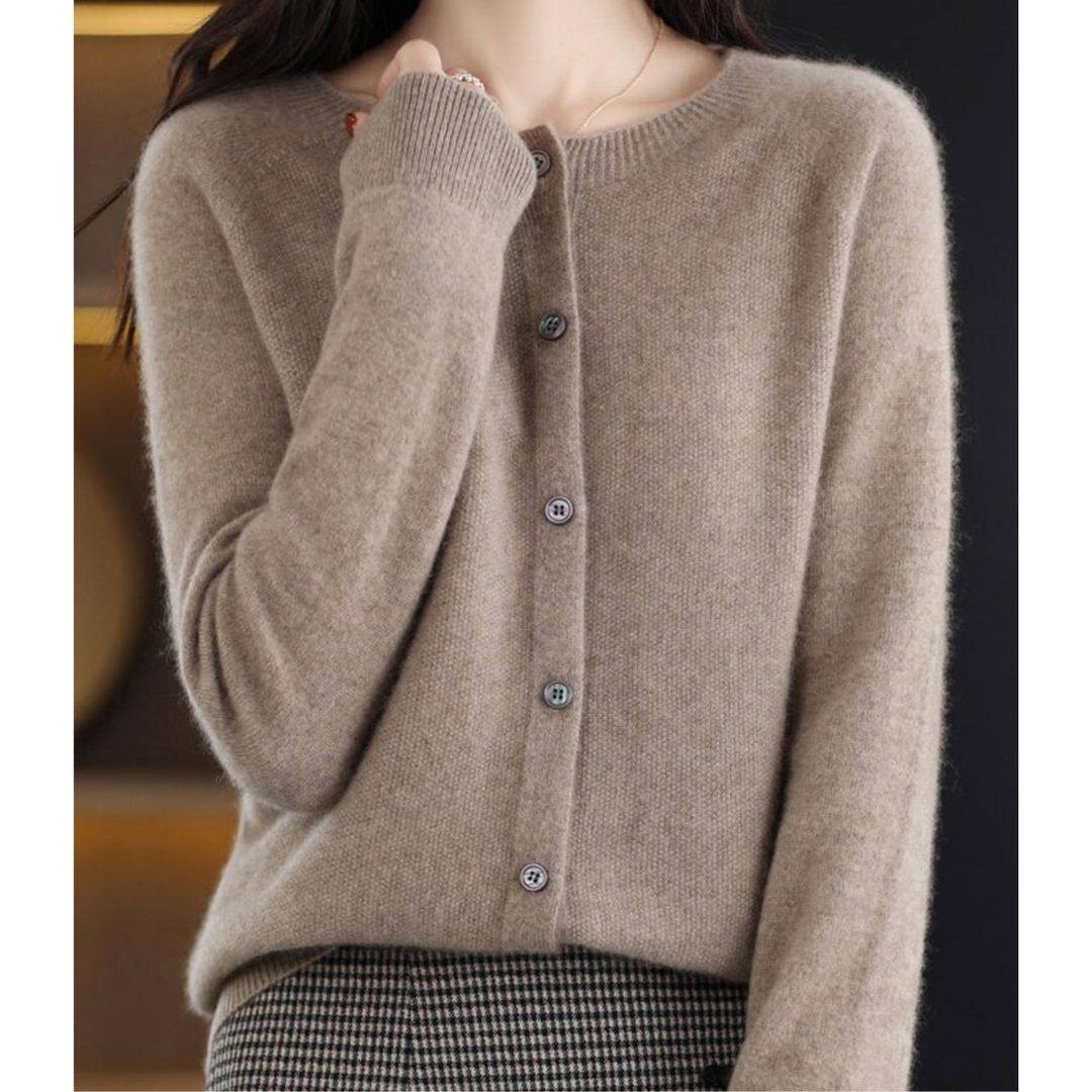 Professioneller Damen Cardigan mit O-Hals, elegant fürs Büro & stilvolle Freizeit.