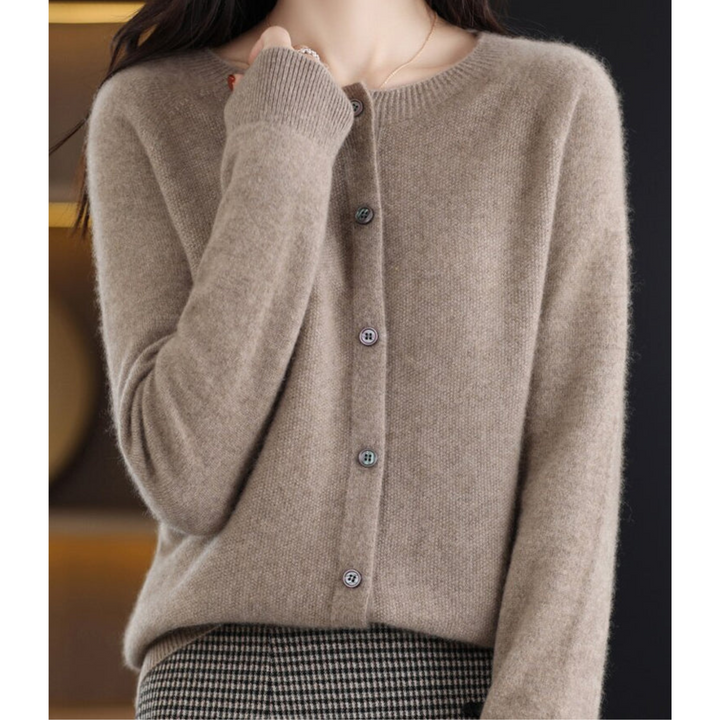 Professioneller Damen Cardigan mit O-Hals, elegant fürs Büro & stilvolle Freizeit.