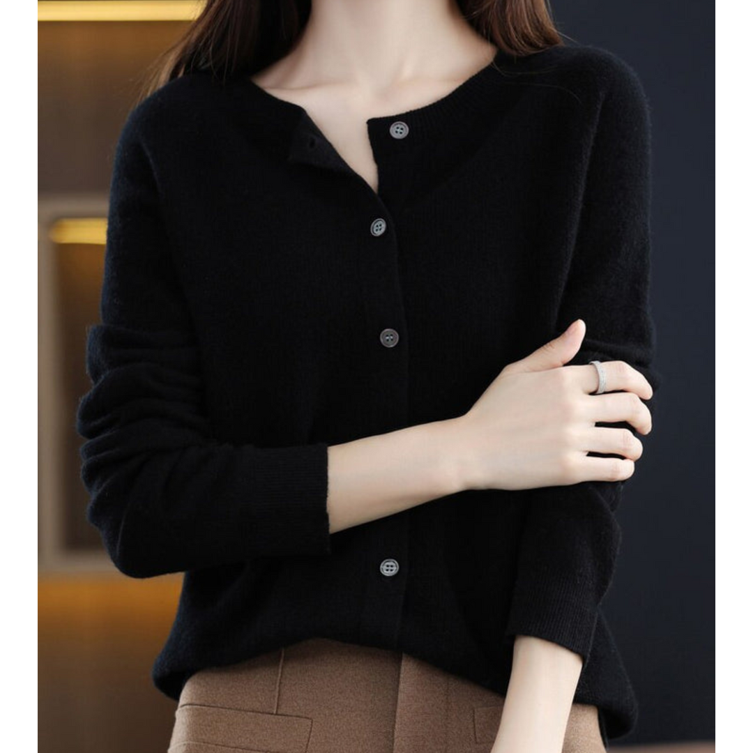 Bequemer Damen Cardigan mit O-Hals, weich und komfortabel für jeden Anlass.