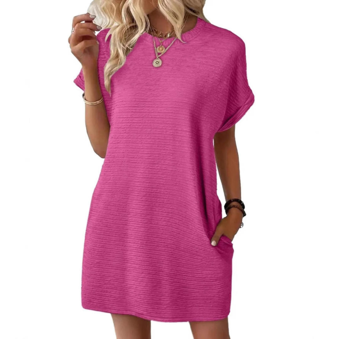 Vielseitiges T-Shirtkleid für Damen, casual Look mit Seitentaschen, lockere Passform für jeden Tag.