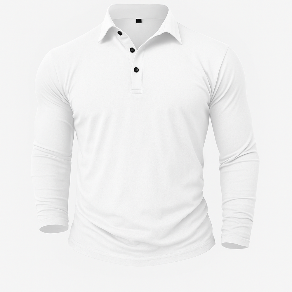 Klassisches Herren Poloshirt mit Langarm und Polokragen, perfekt für Smart Casual Looks.