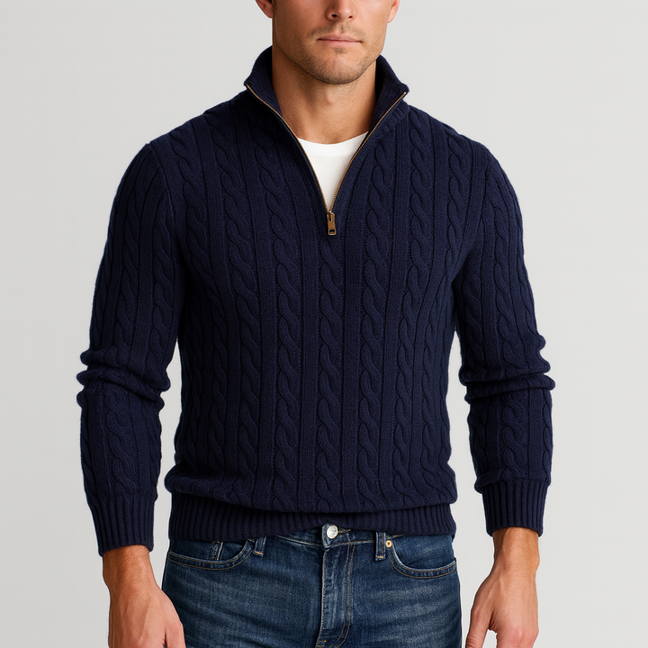 Weicher Herren Rollkragenpullover mit Halbreißverschluss, bietet Wärme & Eleganz im Winter.