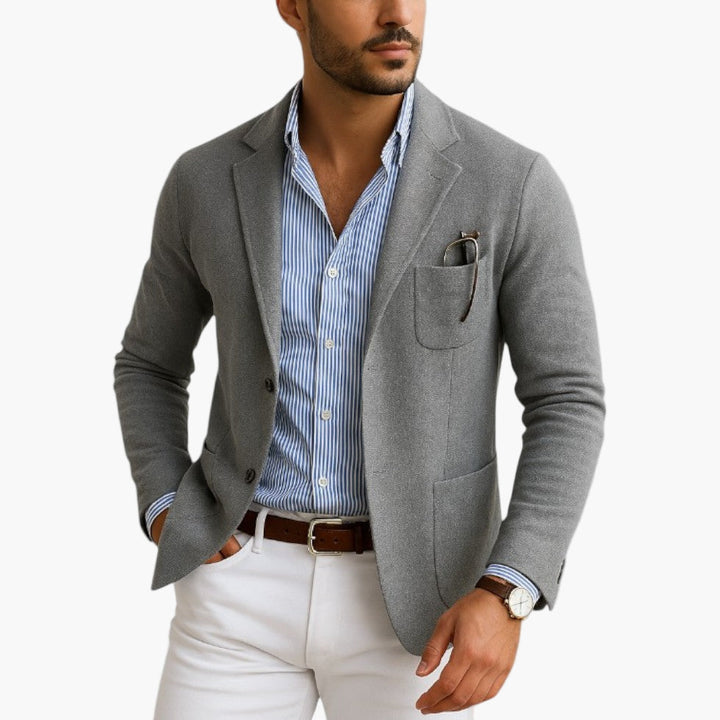 Dunkelblauer Herren Business Blazer, elegant für Büro & formelle Anlässe.