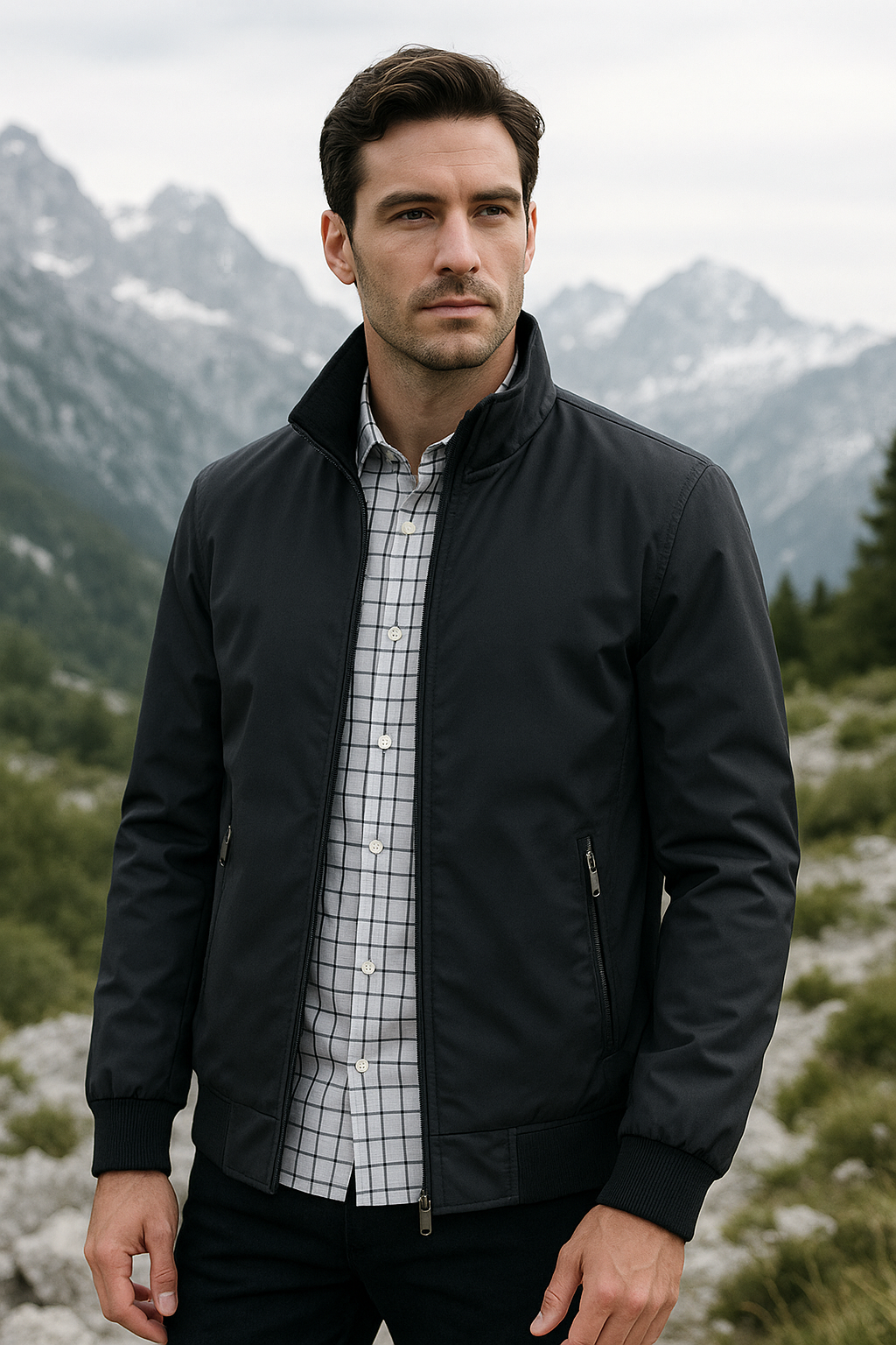 Robuste Herren Windjacke mit Reißverschluss. Die leichte Outdoor- und Sportjacke für kühle Herbsttage.