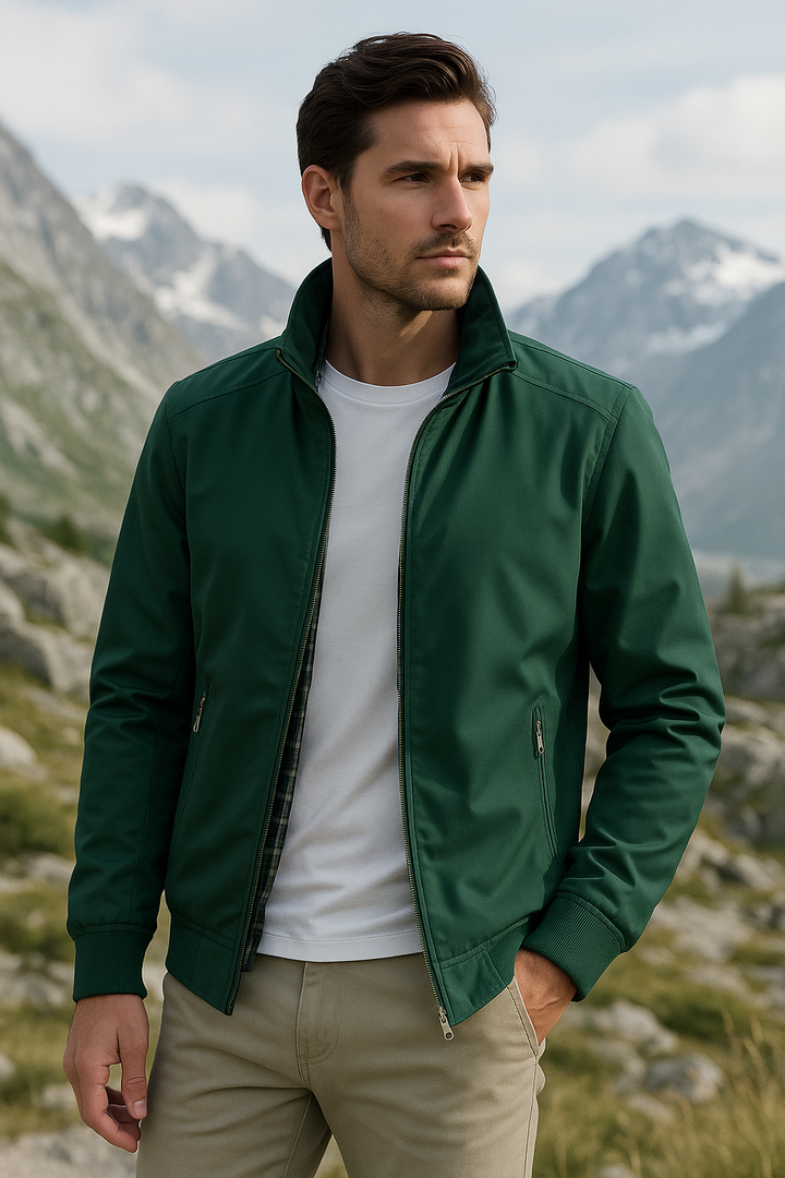 Vielseitige Herren Windjacke mit Reißverschluss. Perfekt als Freizeit-, Reise- oder Sportjacke für Männer.