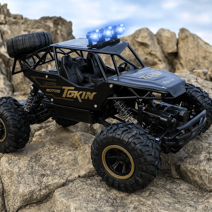 Ferngesteuerter RC Monster Truck mit Allradantrieb für robuste Offroad-Action im Gelände. Perfektes Outdoor Spielzeug.