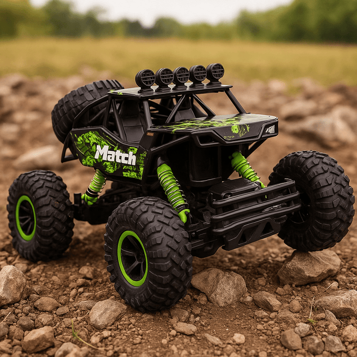 Ultimativer RC Monster Truck mit Allradantrieb. Dieses robuste Modellfahrzeug bietet actionreichen Offroad-Spaß.