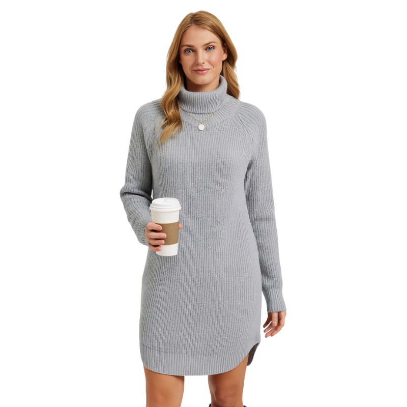 Klassisches Damen-Midikleid, Strick, langärmlig, elegant. Optimal für Business, Freizeit & Abendmode.