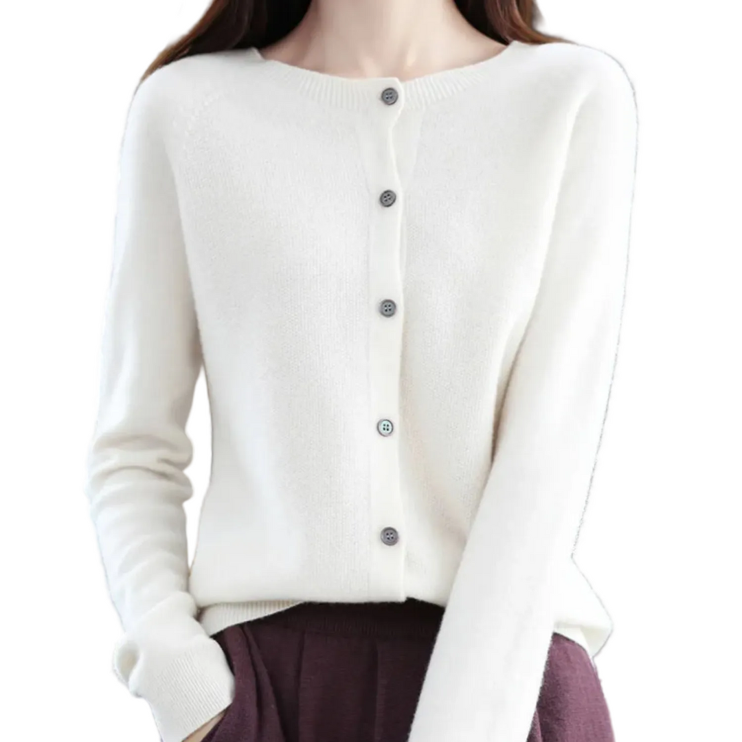 Damen Strick-Cardigan mit V-Ausschnitt & Knopfleiste für Herbst & Winter.