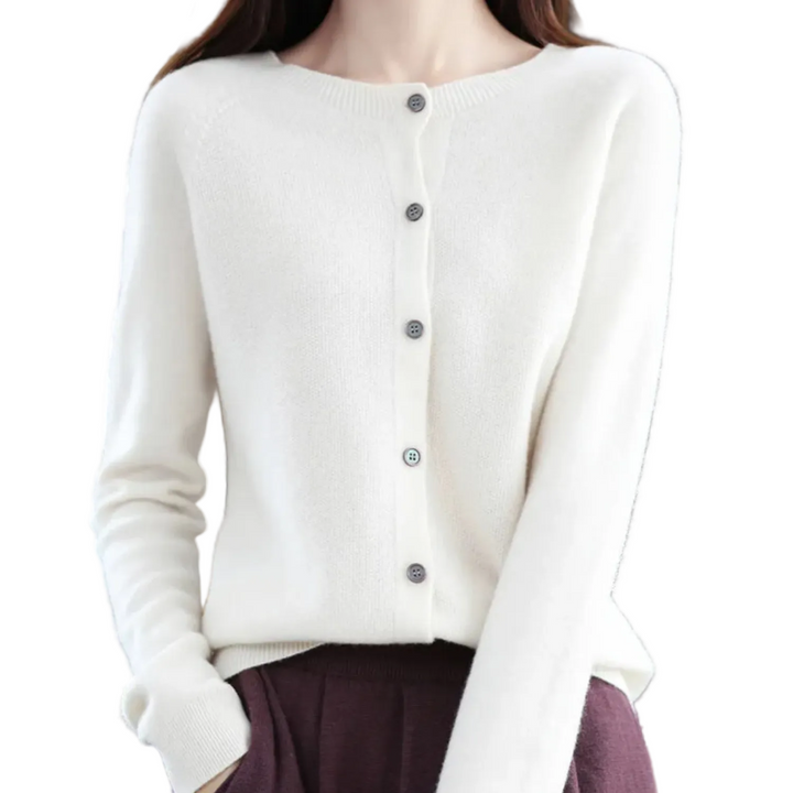 Damen Strick-Cardigan mit V-Ausschnitt & Knopfleiste für Herbst & Winter.