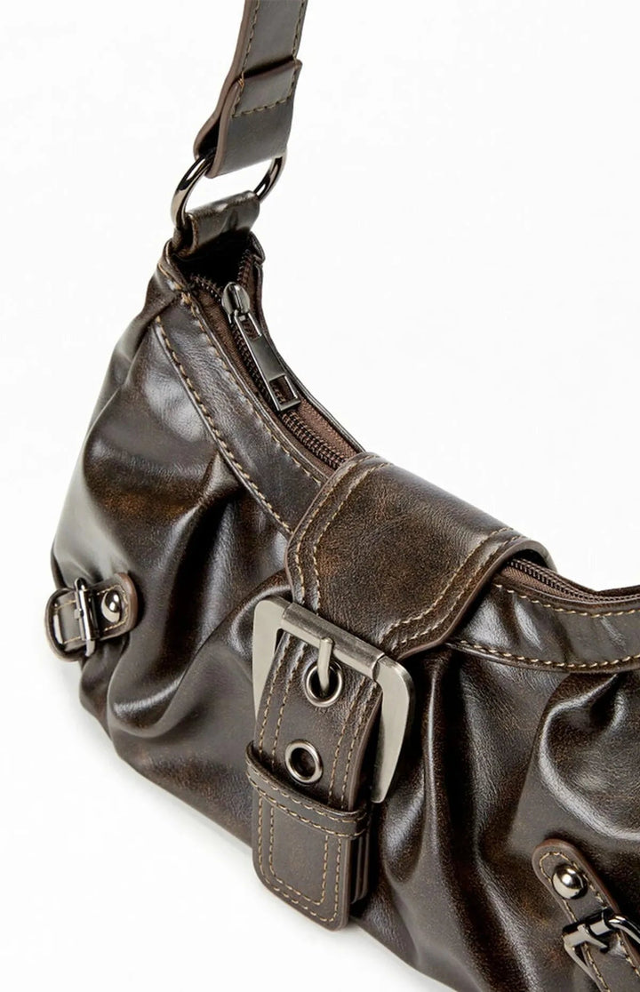 Kompakte Damen Kunstleder Schultertasche, ideal als Freizeittasche oder kleines Büro-Accessoire.
