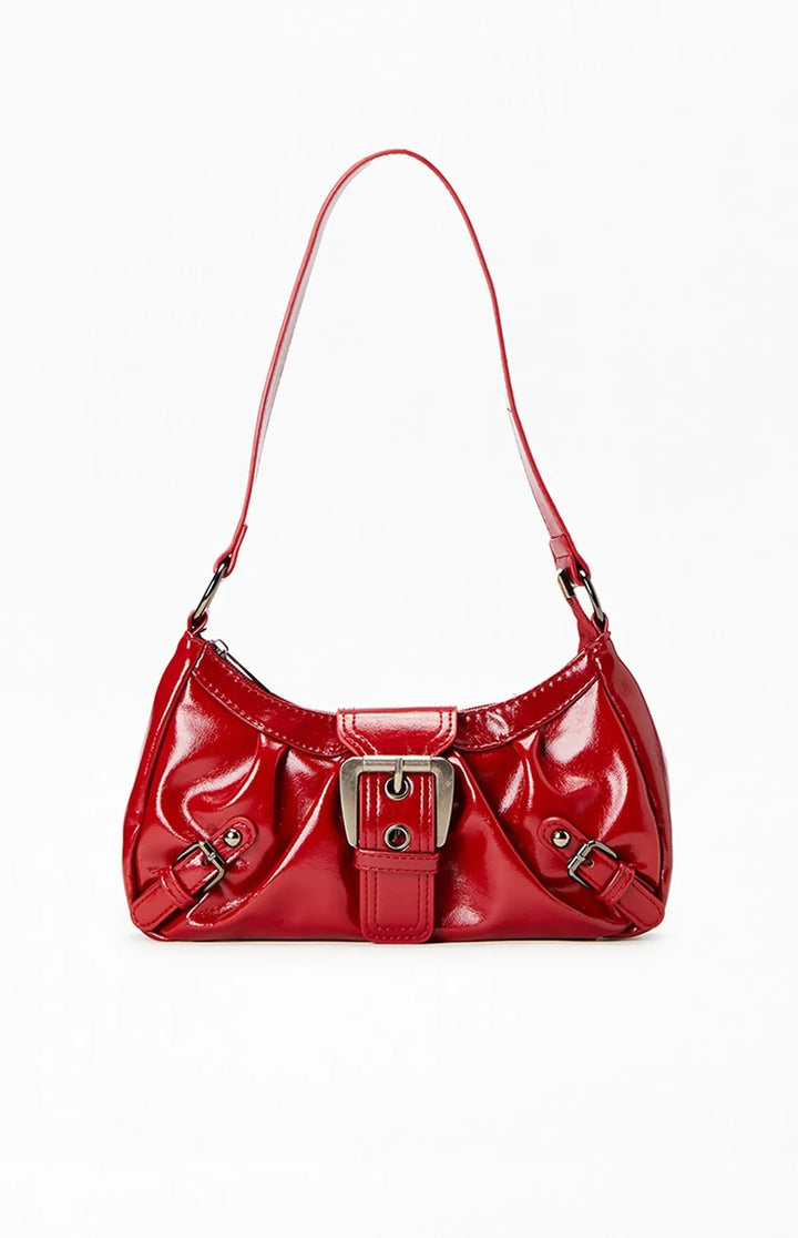 Stylische Damen Tasche aus glattem Kunstleder mit verstellbarem Riemen, perfekt für den Alltag.