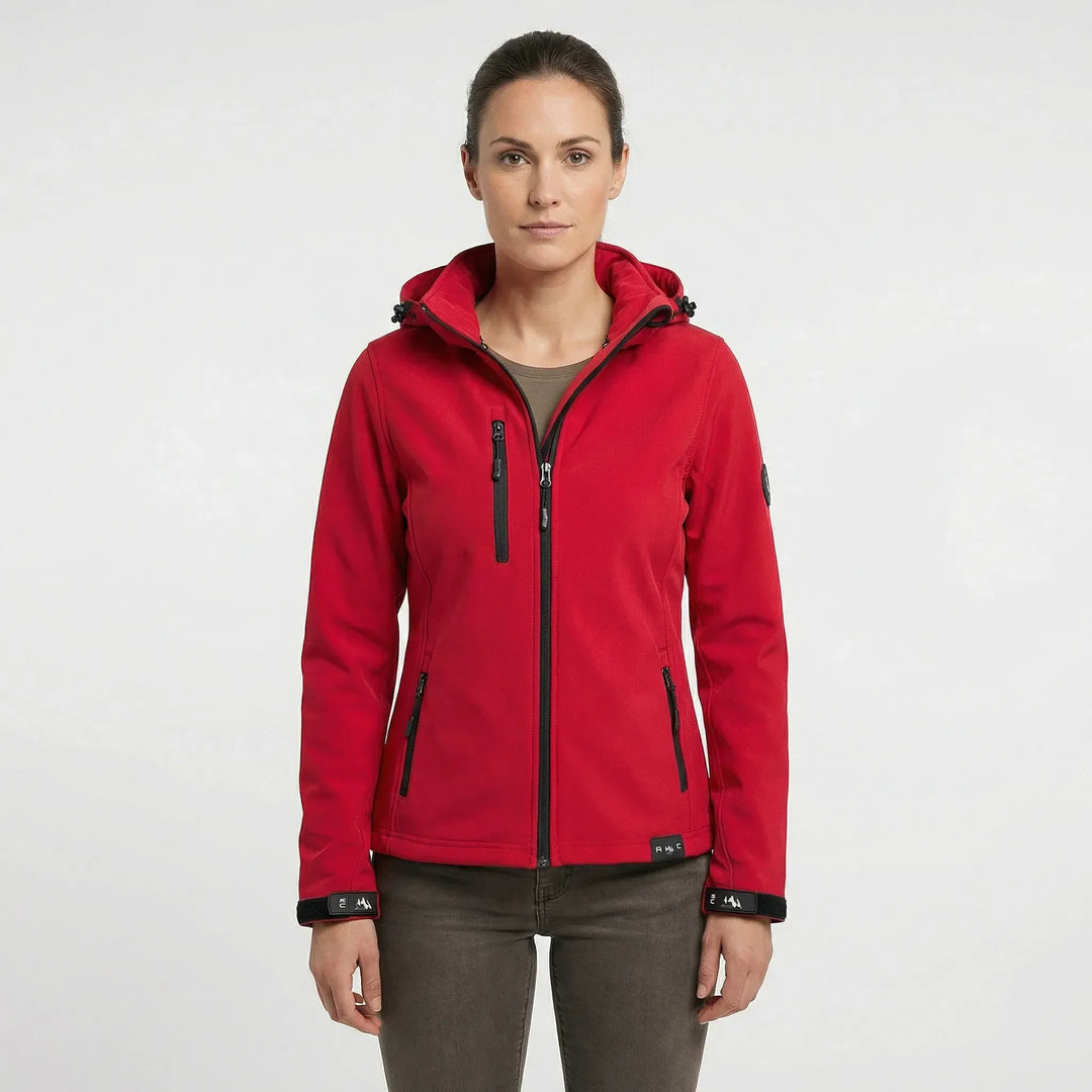 Feminine Softshell-Kapuzenjacke für Damen, wind- & wasserabweisend, perfekt für Frühling/Herbst.