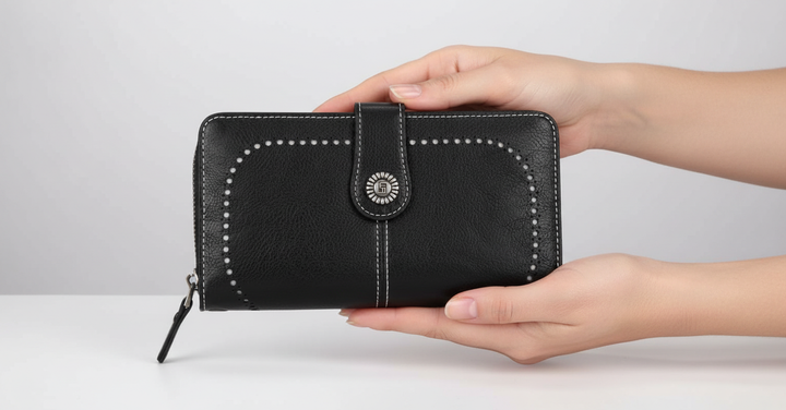 Exklusives Damen Portemonnaie in Lederoptik, die ideale Handgelenktasche.