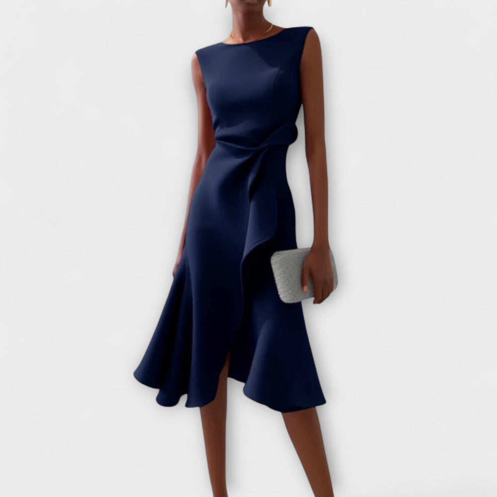 Komfortables, modisches Midi Sommerkleid für Damen, drapiert für Alltag und besondere Events.
