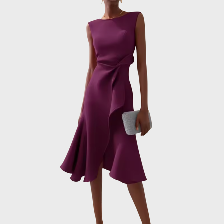 Ärmelloses, komfortables Partykleid, drapiert für einen schmeichelhaften und modernen Look.