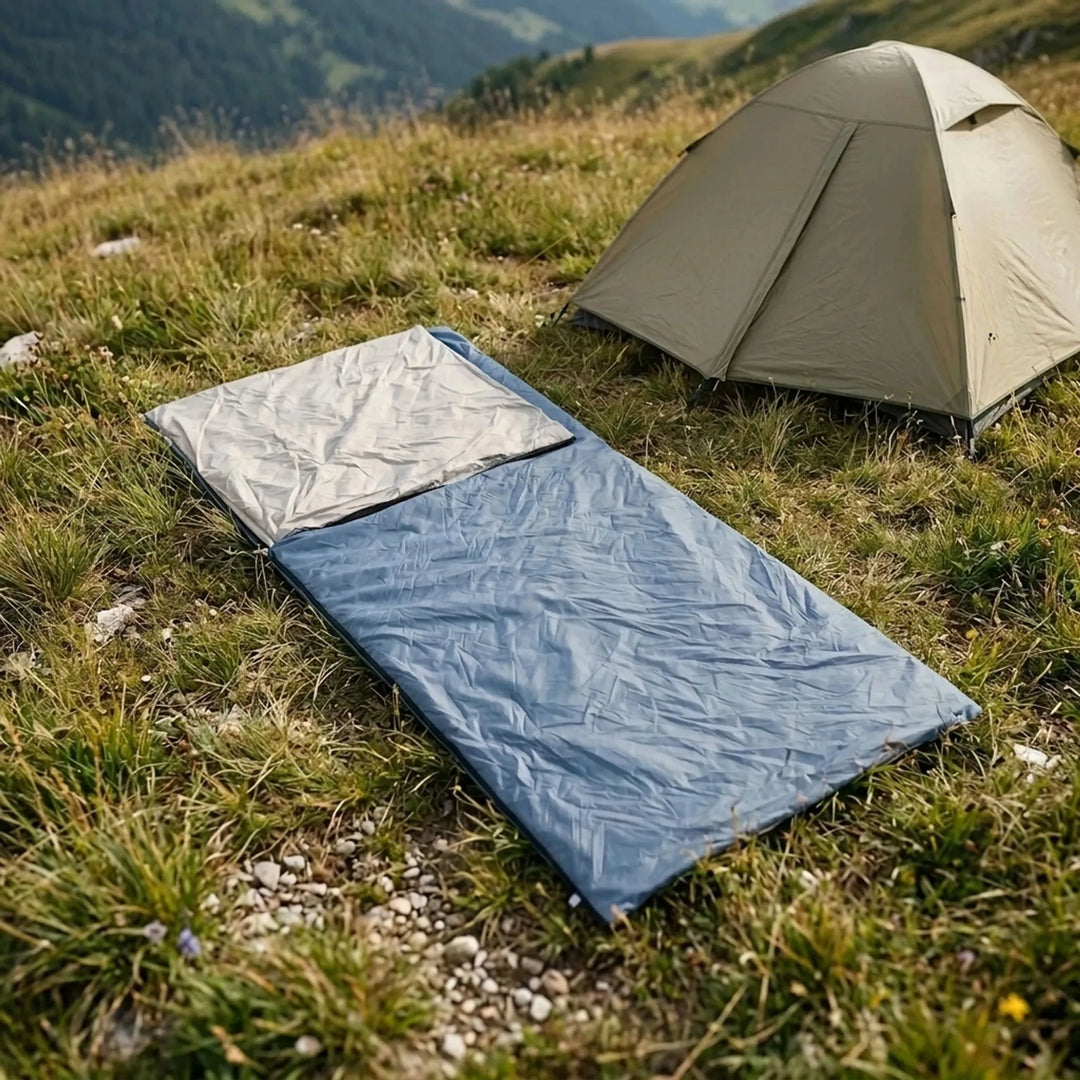 Kompakter Deckenschlafsack für Erwachsene, ideal für Camping, Wandern & Outdoor-Reisen.