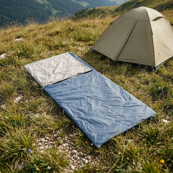 Kompakter Deckenschlafsack für Erwachsene, ideal für Camping, Wandern & Outdoor-Reisen.