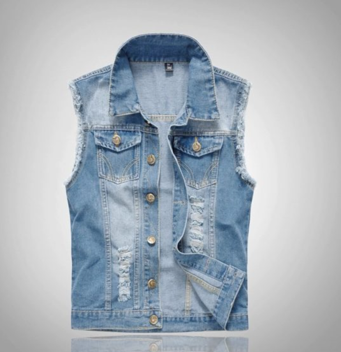 Vielseitige ärmellose Herren Denim Weste. Modische Jackenalternative für stilvolle Freizeit-Outfits.
