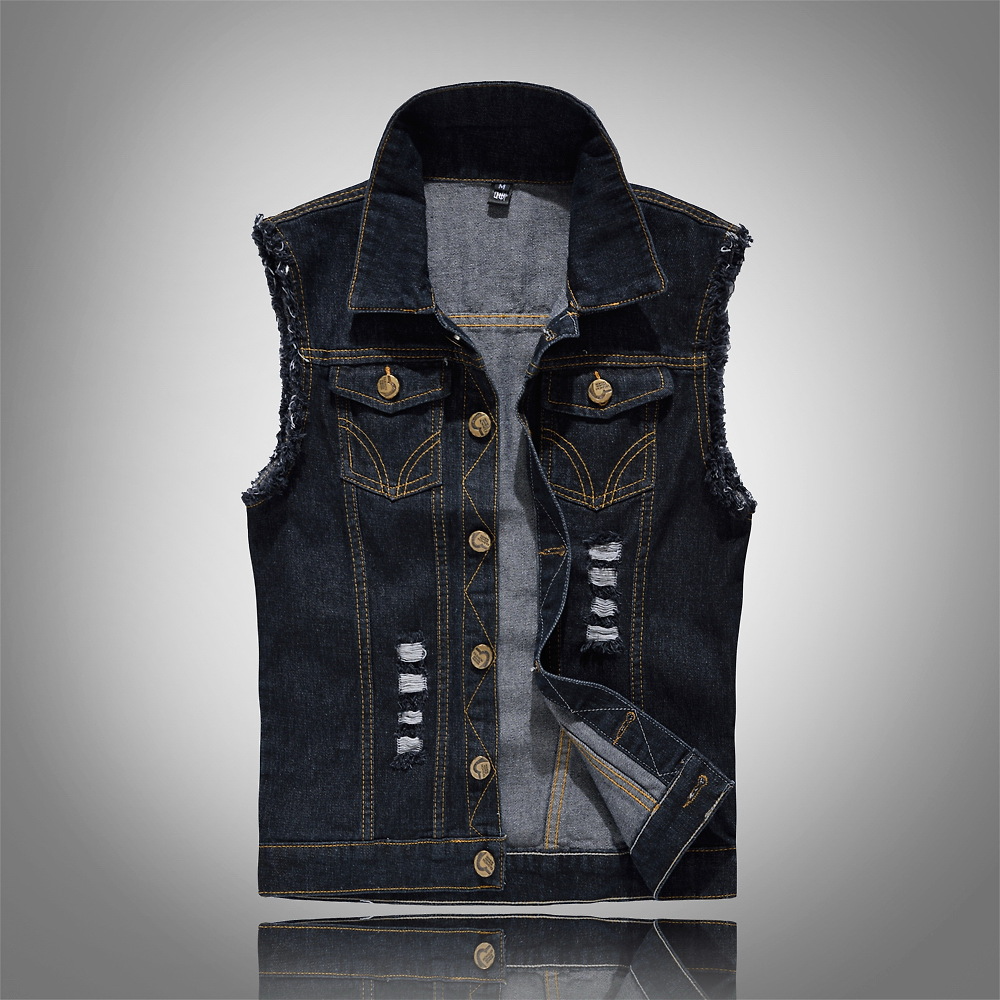 Hochwertige Herren Jeansweste aus Denim, ärmellos & lässig. Ideal für Streetwear und Männermode.