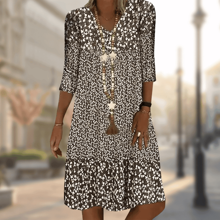 Modernes Damen Herbstkleid mit langen Ärmeln, bequem und elegant, vielseitig für Arbeit und Freizeit.