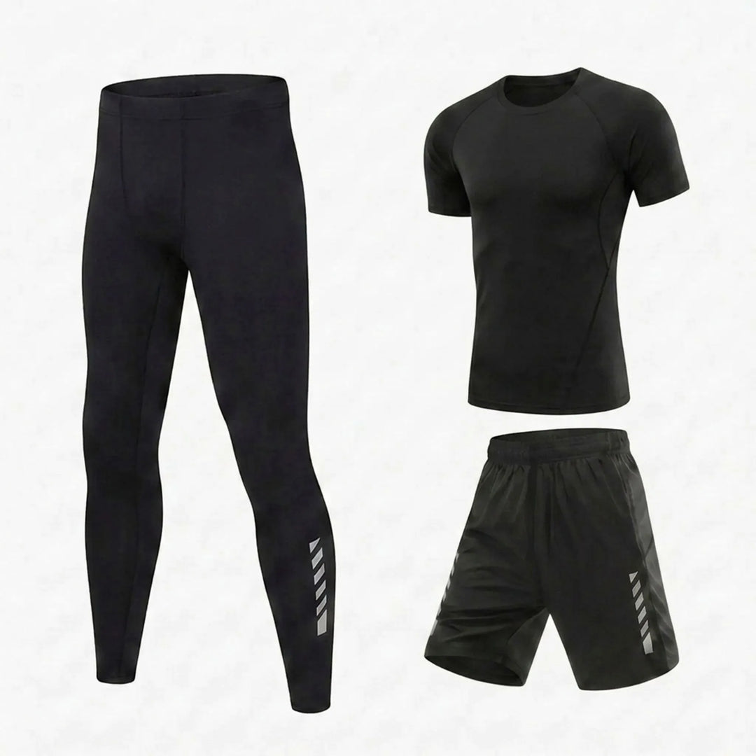 Stylisches Herren Sportset (3-teilig) mit Rashguard. Bademode mit UV-Schutz, perfekt für Strand, Pool & Training.
