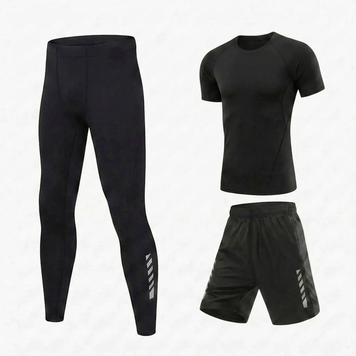 Stylisches Herren Sportset (3-teilig) mit Rashguard. Bademode mit UV-Schutz, perfekt für Strand, Pool & Training.