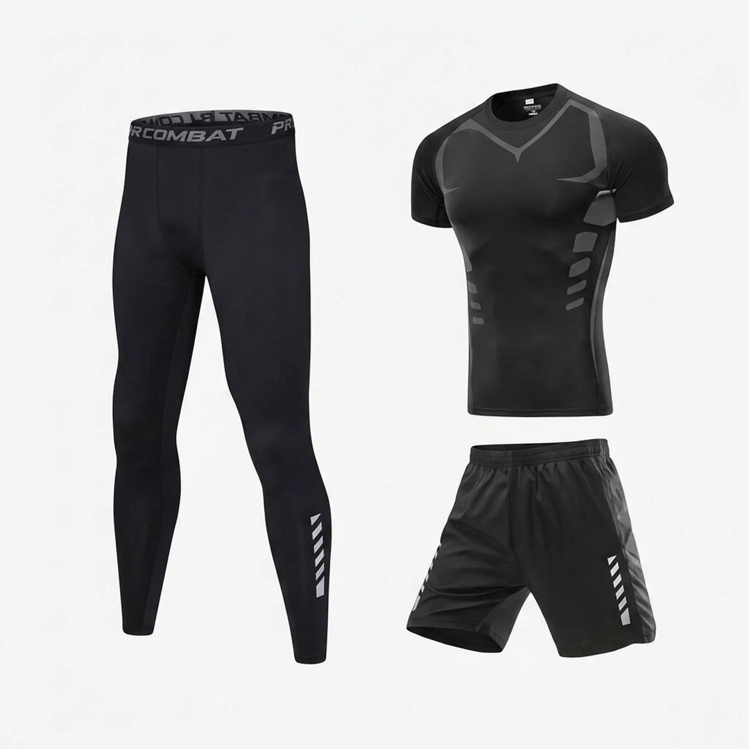 Nahaufnahme der schnelltrocknenden Badeshorts aus dem 3-teiligen Herren Schwimm-Set. Ideal für Laufen & Schwimmen.