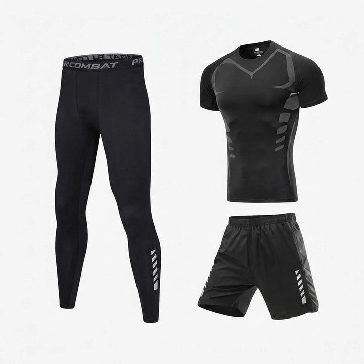 Nahaufnahme der schnelltrocknenden Badeshorts aus dem 3-teiligen Herren Schwimm-Set. Ideal für Laufen & Schwimmen.