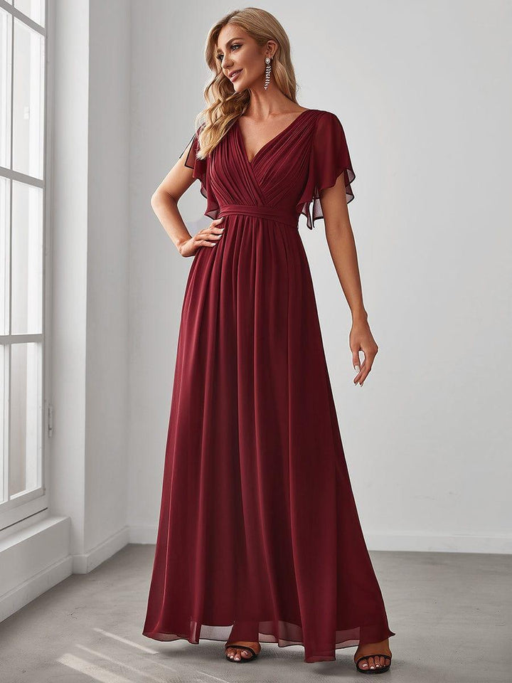Ballkleid A-Linie für Damen, lang, festlich, mit eleganten Flügelärmeln.