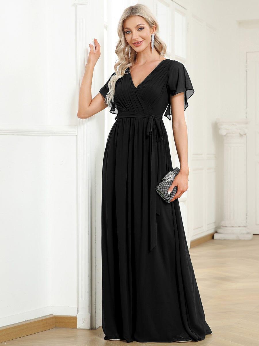 Elegantes Damen A-Linie Kleid, V-Ausschnitt, lang, für Bälle.