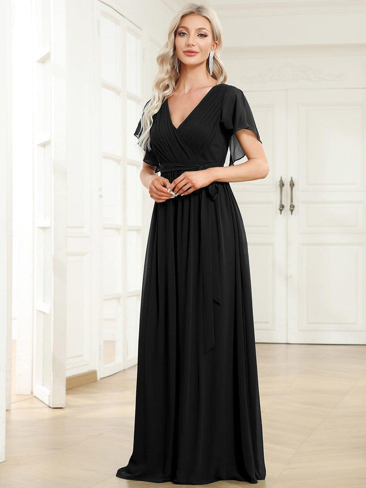 Brautjungfernkleid A-Linie, V-Ausschnitt, lang & komfortabel.