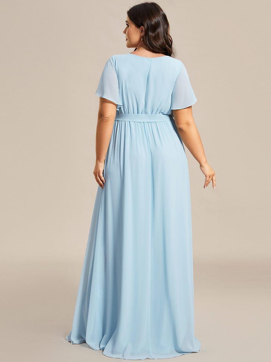 Festliches Maxikleid A-Linie, V-Ausschnitt, Flügelärmel, für Damen.