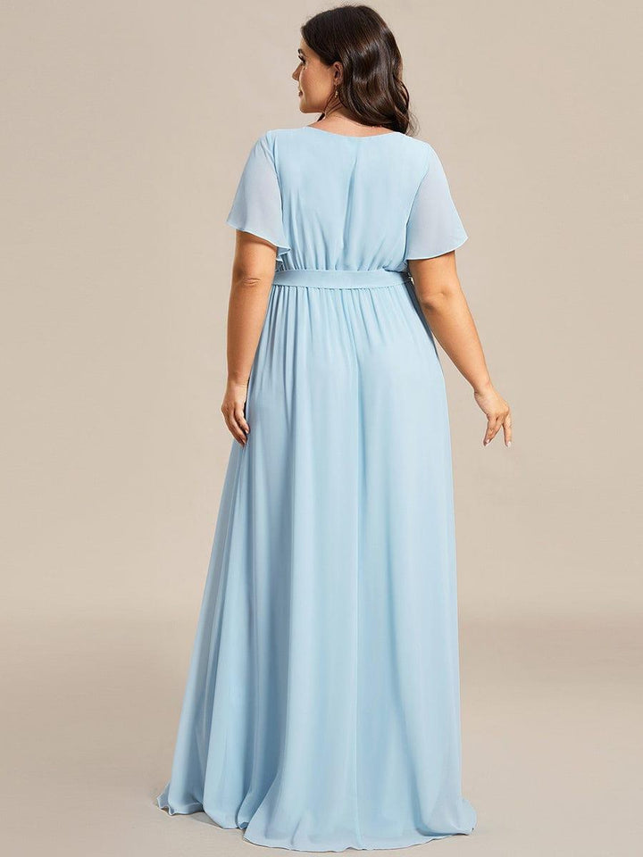 Festliches Maxikleid A-Linie, V-Ausschnitt, Flügelärmel, für Damen.