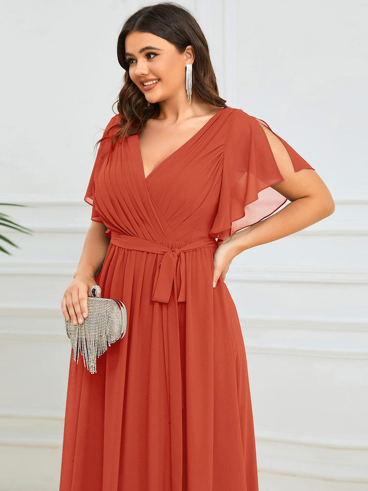 Festliches Maxikleid A-Linie, V-Ausschnitt, lange Form, mit Eleganz & Stil.