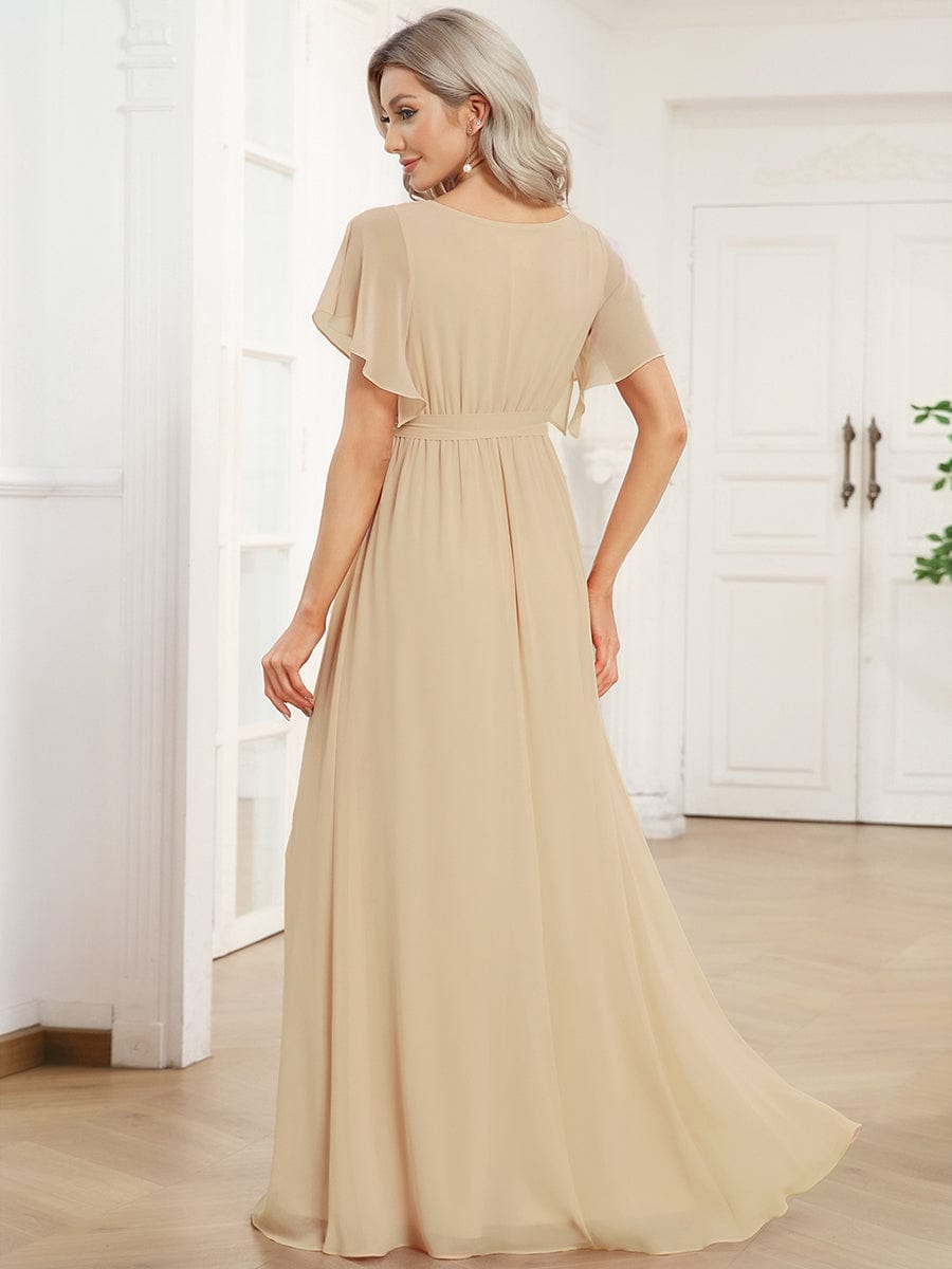 Festliches Maxikleid A-Linie, V-Ausschnitt, lange Form, mit Stil.