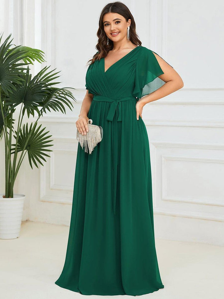 Damen Abendkleid A-Linie, Maxilänge, V-Ausschnitt, figurbetont.