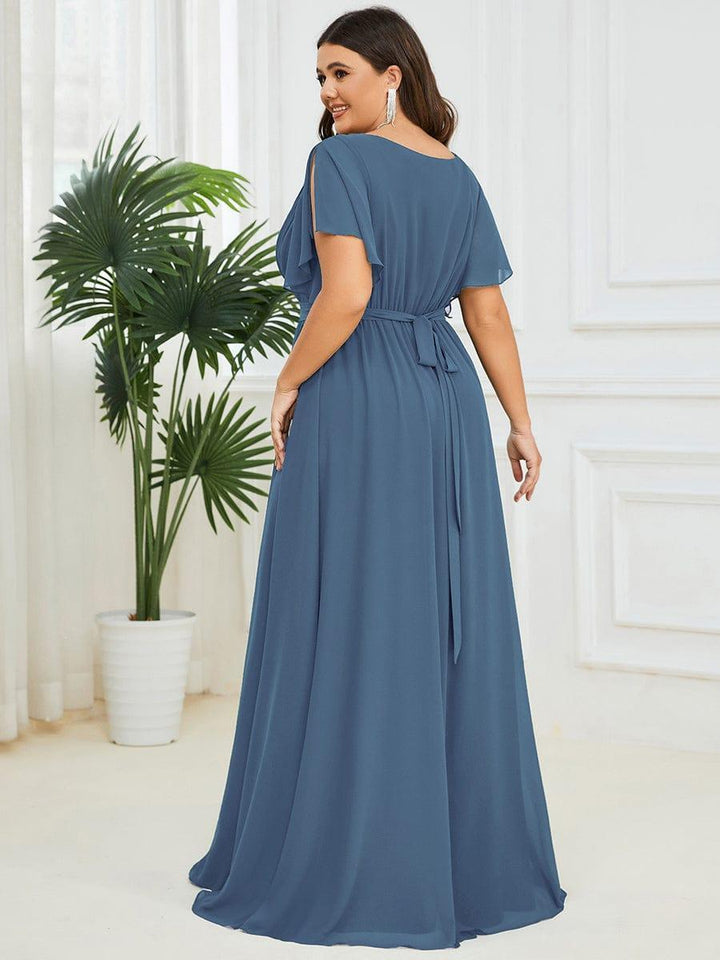 Elegantes A-Linie Kleid für Damen, V-Ausschnitt, lang, zeitlos.