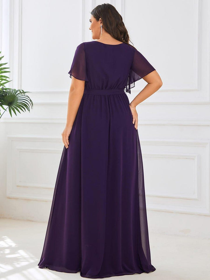 Hochzeitsgastkleid A-Linie, lang, V-Ausschnitt, schlichte Eleganz.
